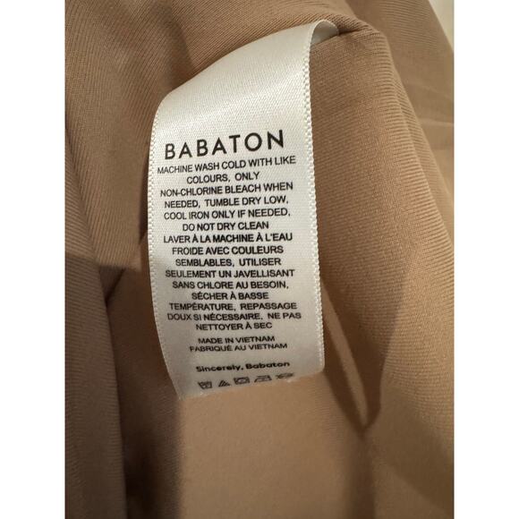 Babaton Contour Squareneck Long Sleeve Mini Dress Tan Size L, Bodycon Knit Dress - Picture 4 of 6